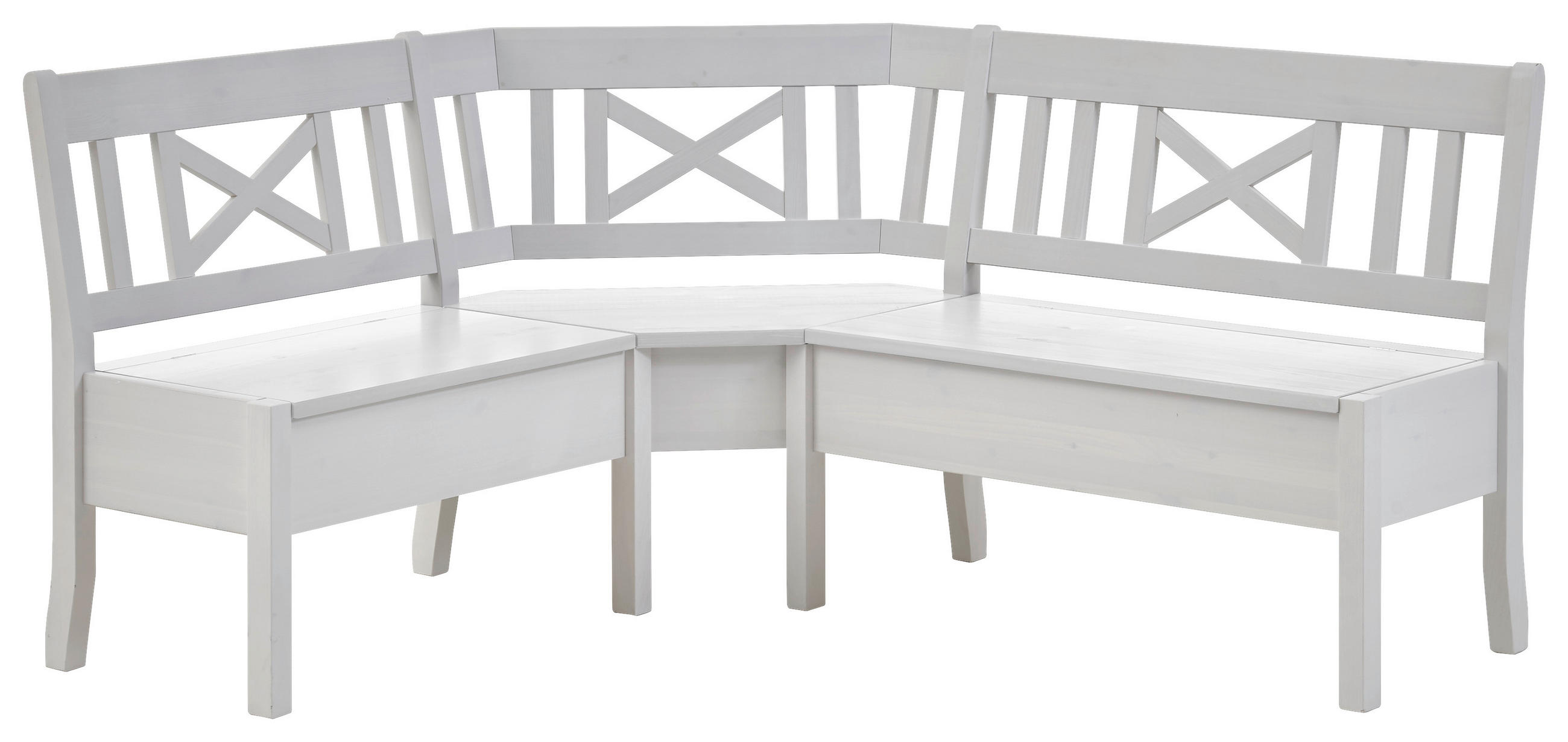 ECKBANK 170/147 cm Weiß Kiefer massiv   - Weiß, ROMANTIK / LANDHAUS, Holz (170/147cm) - Boxxx
