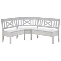 ECKBANK 170/147 cm Weiß Kiefer massiv   - Weiß, ROMANTIK / LANDHAUS, Holz (170/147cm) - Boxxx