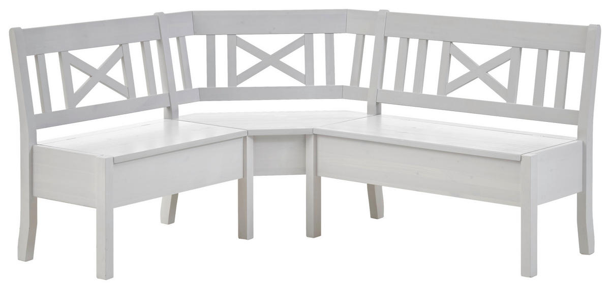 ECKBANK 170/147 cm Weiß Kiefer massiv   - Weiß, ROMANTIK / LANDHAUS, Holz (170/147cm) - Boxxx