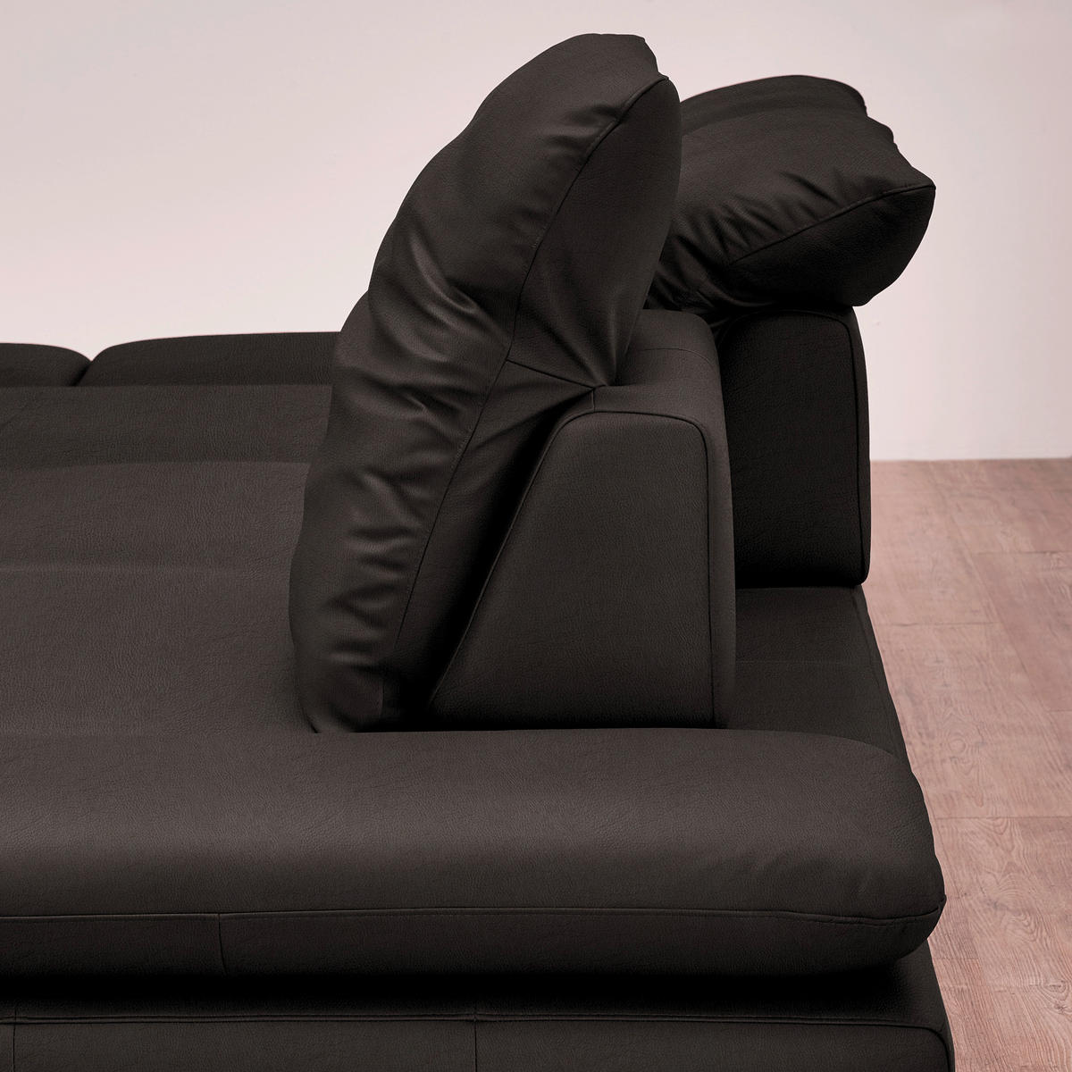 ECKSOFA in Echtleder Dunkelbraun  - Dunkelbraun/Silberfarben, Design, Leder/Metall (315/200cm) - Chilliano