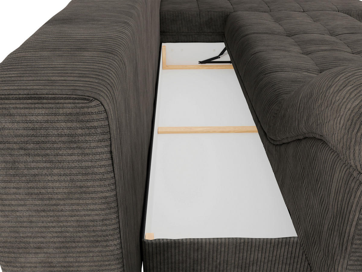 ECKSOFA Braun Cord  - Schwarz/Braun, Design, Kunststoff/Textil (177/276cm) - MID.YOU