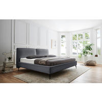 POLSTERBETT 200/200 cm,  in Grau,  - Schwarz/Grau, MODERN, Textil/Metall (200/200cm) - Livetastic