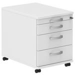 ROLLCONTAINER Alufarben, Weiß  - Alufarben/Weiß, KONVENTIONELL, Holzwerkstoff/Metall (42,7/54,4/60cm) - Moderano