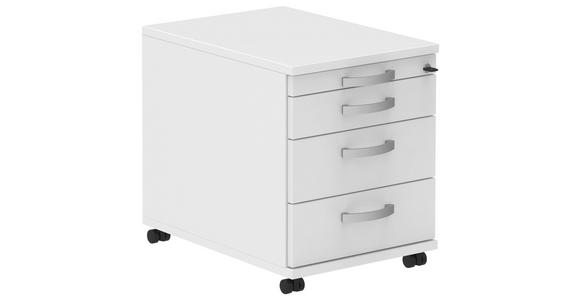 ROLLCONTAINER Weiß, Alufarben - Alufarben/Weiß, KONVENTIONELL, Holzwerkstoff/Metall (42,7/54,4/60cm) - Moderano
