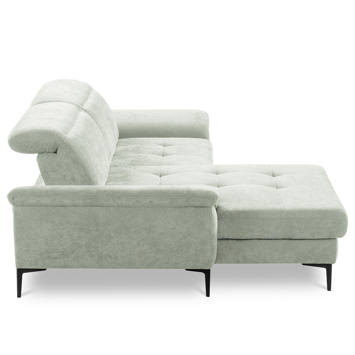 ECKSOFA PRADO Mintgrün Webstoff Bettkasten, Kopfteilverstellung, Sitztiefenverstellung  - Schwarz/Mintgrün, Design, Textil/Metall (195/268cm) - Livetastic