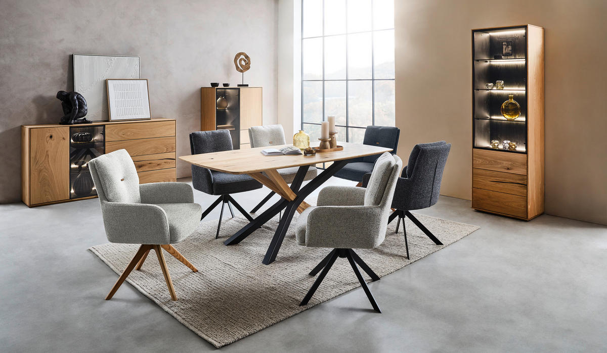 ARMLEHNSTUHL  in Webstoff  - Eichefarben/Beige, Design, Holz/Textil (60,5/67/88cm) - Novel