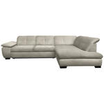 ECKSOFA Ecru Flachgewebe  - Ecru/Schwarz, Design, Textil/Metall (313/242cm) - Xora