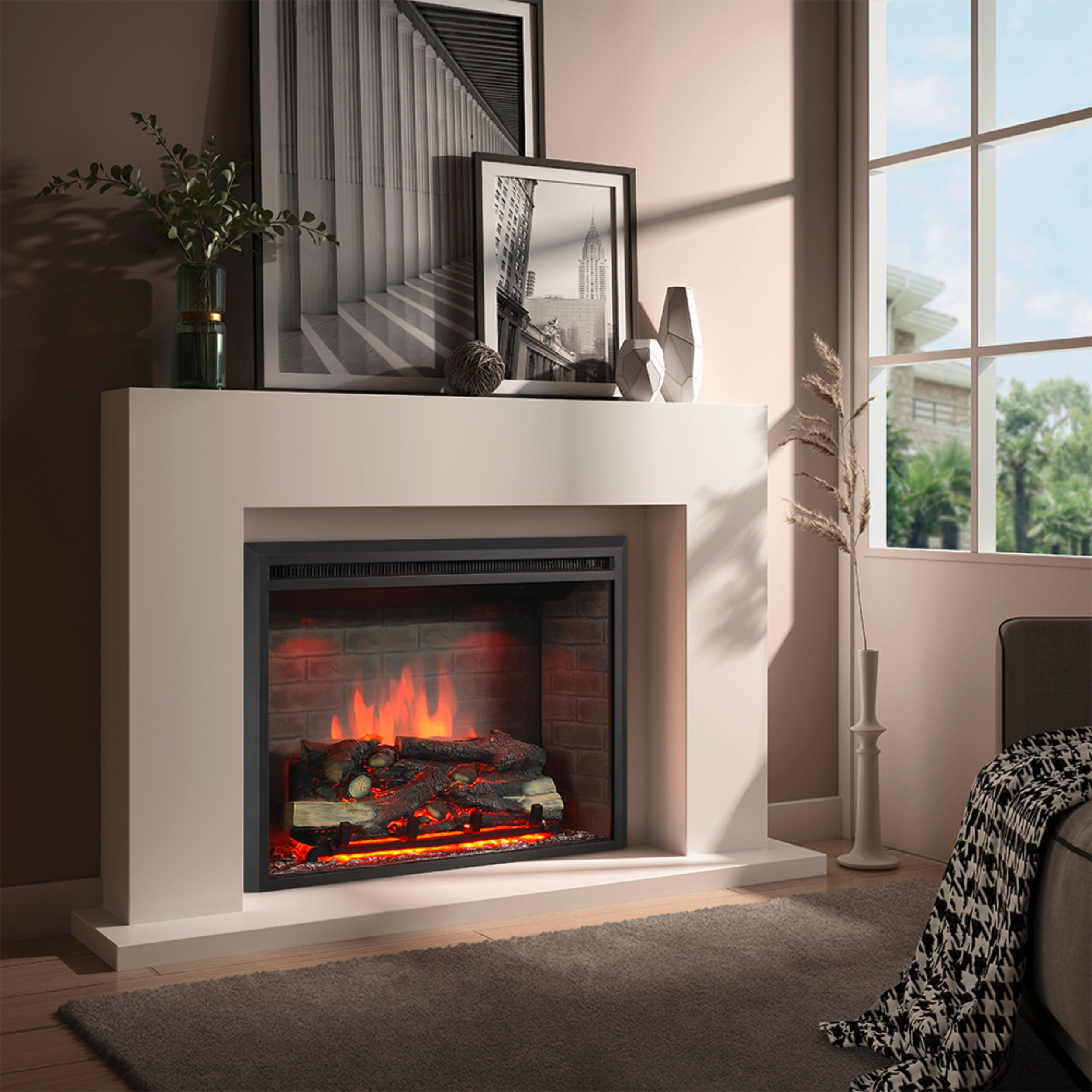 ELEKTRISK KAMIN - svart, Basics, metall (89/72/32cm)