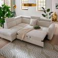 ECKSOFA inkl. Funktionen Weiß Samt  - Weiß, Natur, Holz/Textil (206/261cm) - Venda