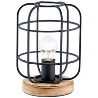 TISCHLEUCHTE - Schwarz/Braun, Design, Holz/Metall (20/26,5cm) - Brilliant