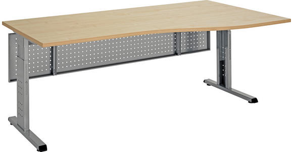 SCHREIBTISCH höhenverstellbar  - Silberfarben/Ahornfarben, KONVENTIONELL, Holzwerkstoff/Metall (180/100/65-85cm) - Venda