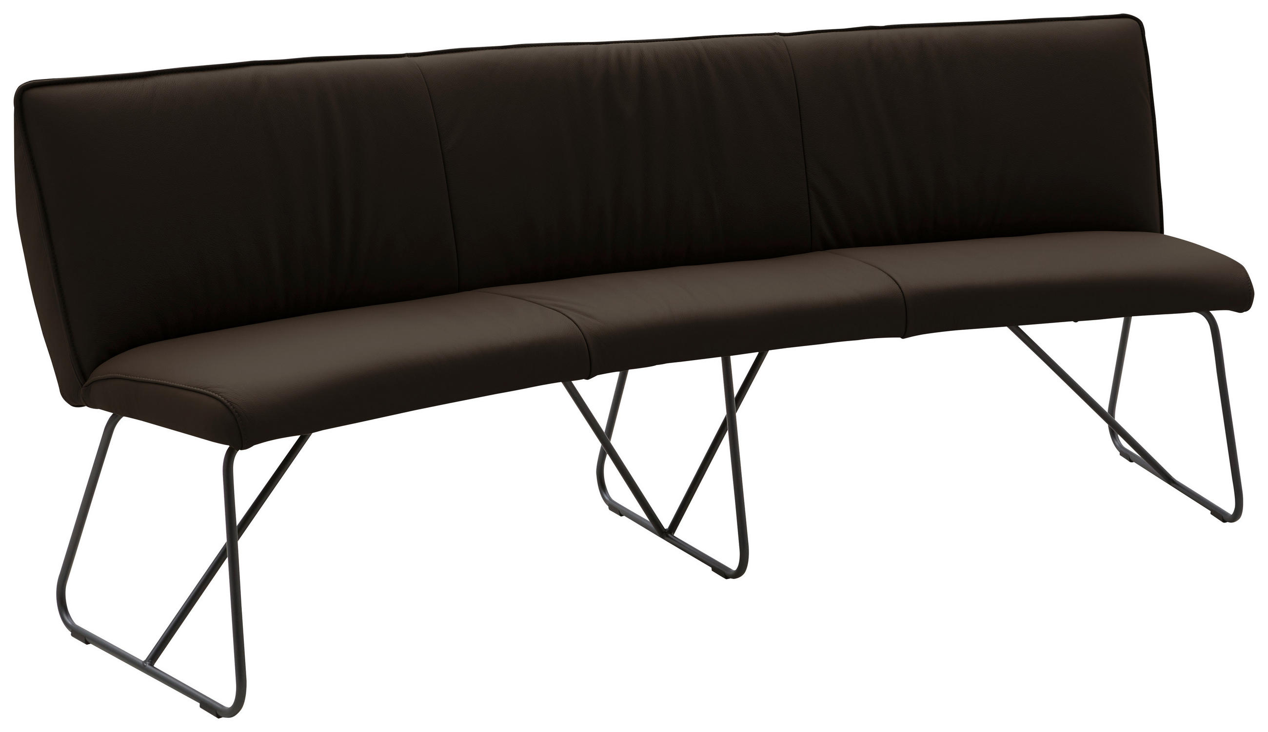 SITZBANK 212/88/81 cm Echtleder Anthrazit Metall  - Anthrazit, Design, Leder/Metall (212/88/81cm) - Valnatura