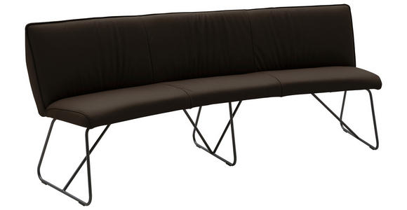 SITZBANK 212/88/81 cm Echtleder Anthrazit Metall - Anthrazit, Design, Leder/Metall (212/88/81cm) - Valnatura