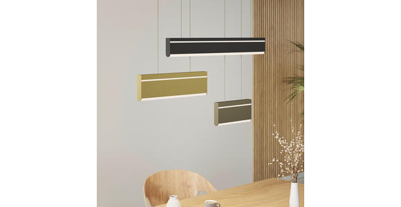 LED-HÄNGELEUCHTE 95/15/120 cm  - Goldfarben/Schwarz, Design, Kunststoff/Metall (95/15/120cm) - Dieter Knoll