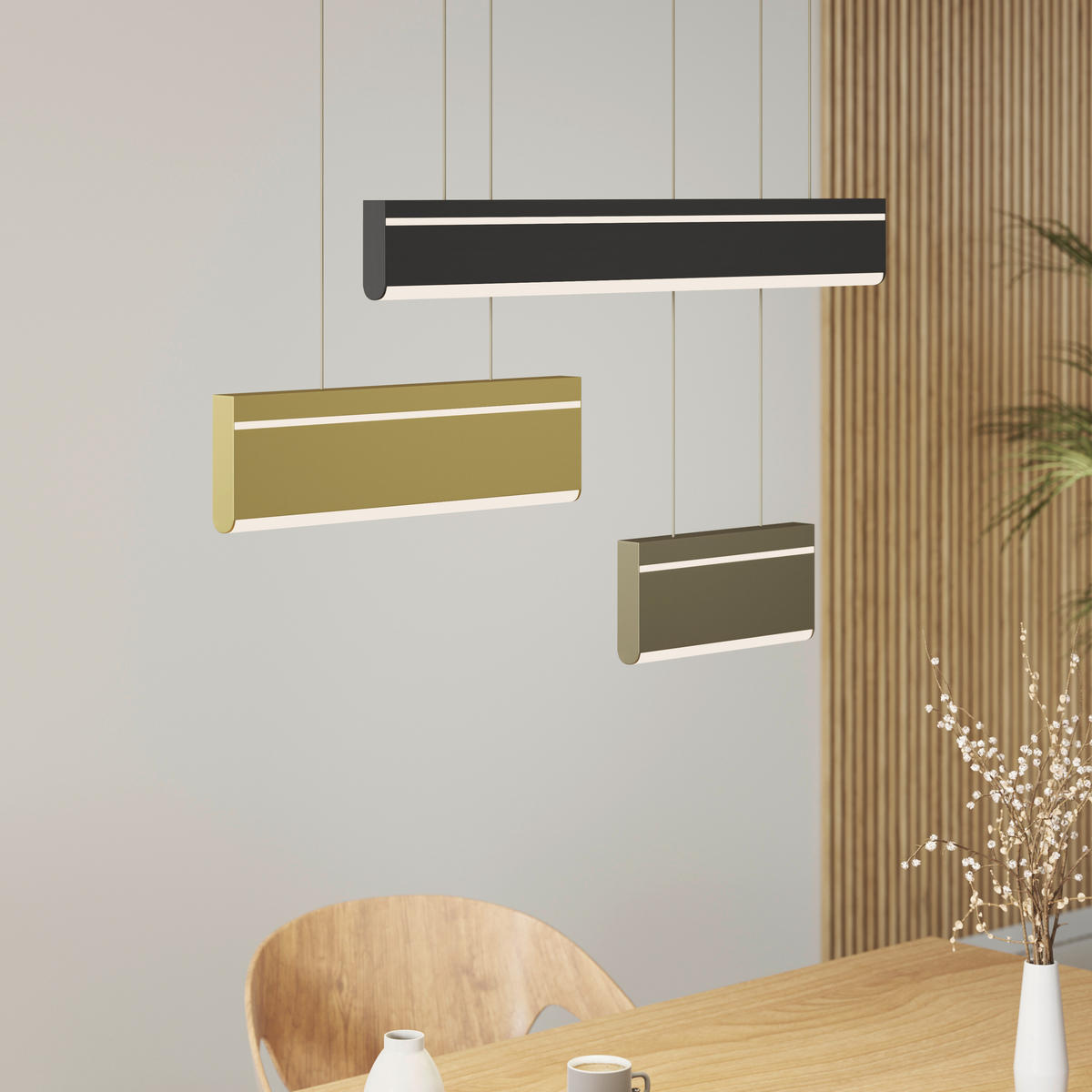 LED-HÄNGELEUCHTE Bradford 95/15/120 cm   - Goldfarben/Schwarz, Design, Kunststoff/Metall (95/15/120cm) - Dieter Knoll