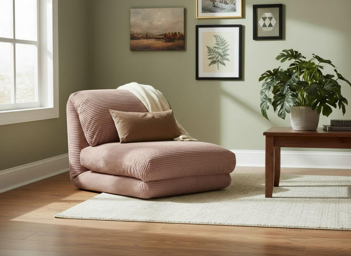 SCHLAFSESSEL in Cord Altrosa  - Altrosa, Design, Textil/Metall (82/58/78cm) - Livetastic