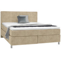 BOXSPRINGBETT 180/200 cm  in Beige  - Chromfarben/Beige, Konventionell, Kunststoff/Textil (180/200cm) - Voleo