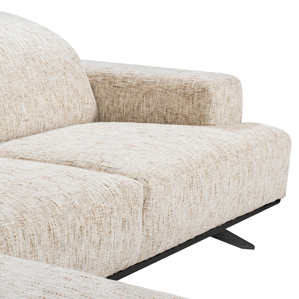 ECKSOFA PORTLAND in Struktur Beige Kopfteilverstellung  187/295 cm  - Beige/Schwarz, Design, Holz/Textil (187/295cm) - Livetastic