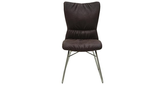 STUHL in Metall, Textil Edelstahlfarben, Dunkelbraun - Edelstahlfarben/Dunkelbraun, Design, Textil/Metall (47/96/63,5cm) - Dieter Knoll