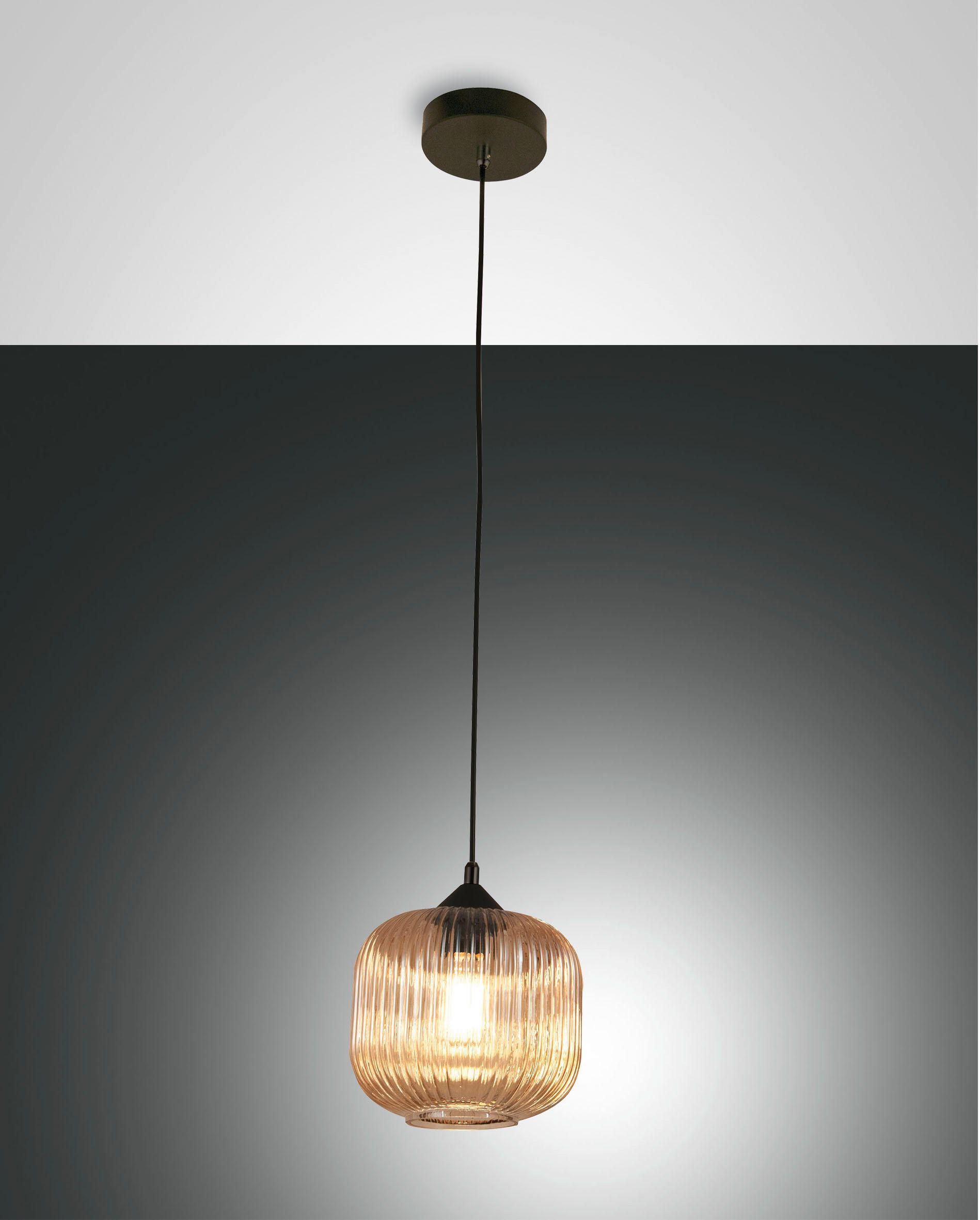 PENDELLEUCHTE Dock 20/200 cm   - Schwarz, Design, Glas/Metall (20/200cm) - Fabas Luce