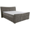 BOXSPRINGBETT 180/200 cm,  in Grau, Matratze, Bettkasten, Topper, H3 + H4 = fest + sehr fest  - Chromfarben/Grau, KONVENTIONELL, Textil/Metall (180/200cm) - Esposa