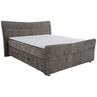 BOXSPRINGBETT 180/200 cm,  in Grau, Matratze, Bettkasten, Topper, H3 + H4 = fest + sehr fest  - Chromfarben/Grau, KONVENTIONELL, Textil/Metall (180/200cm) - Esposa