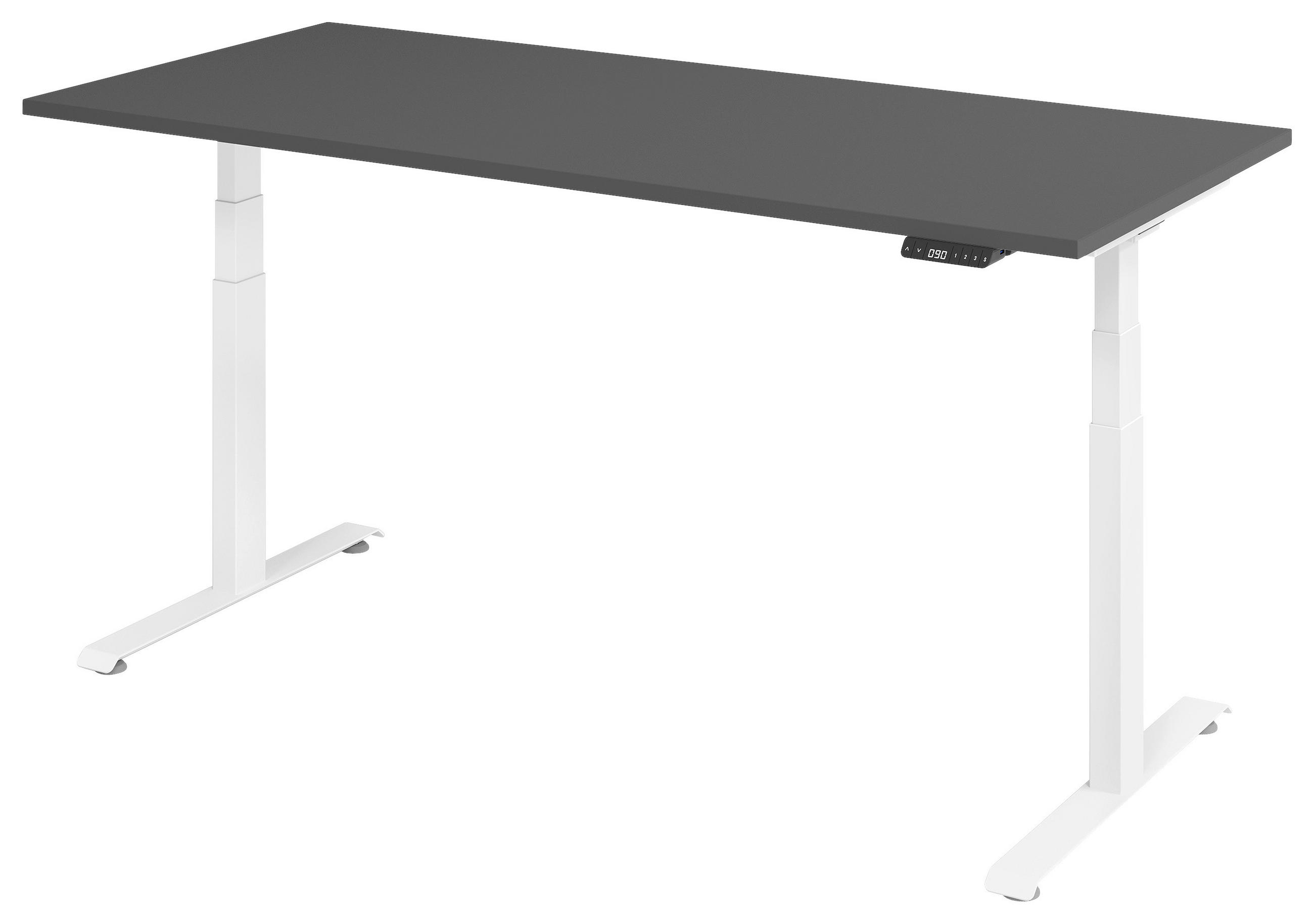 SCHREIBTISCH 180/80/64,5-129,5 cm  in Graphitfarben, Weiß  - Graphitfarben/Weiß, KONVENTIONELL, Holzwerkstoff/Metall (180/80/64,5-129,5cm) - Venda