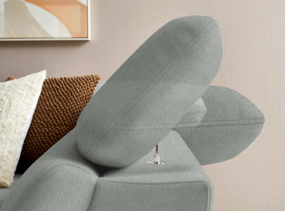 ECKSOFA in Flachgewebe Hellgrau  - Eichefarben/Hellgrau, Modern, Holz/Textil (287/212cm) - Valnatura