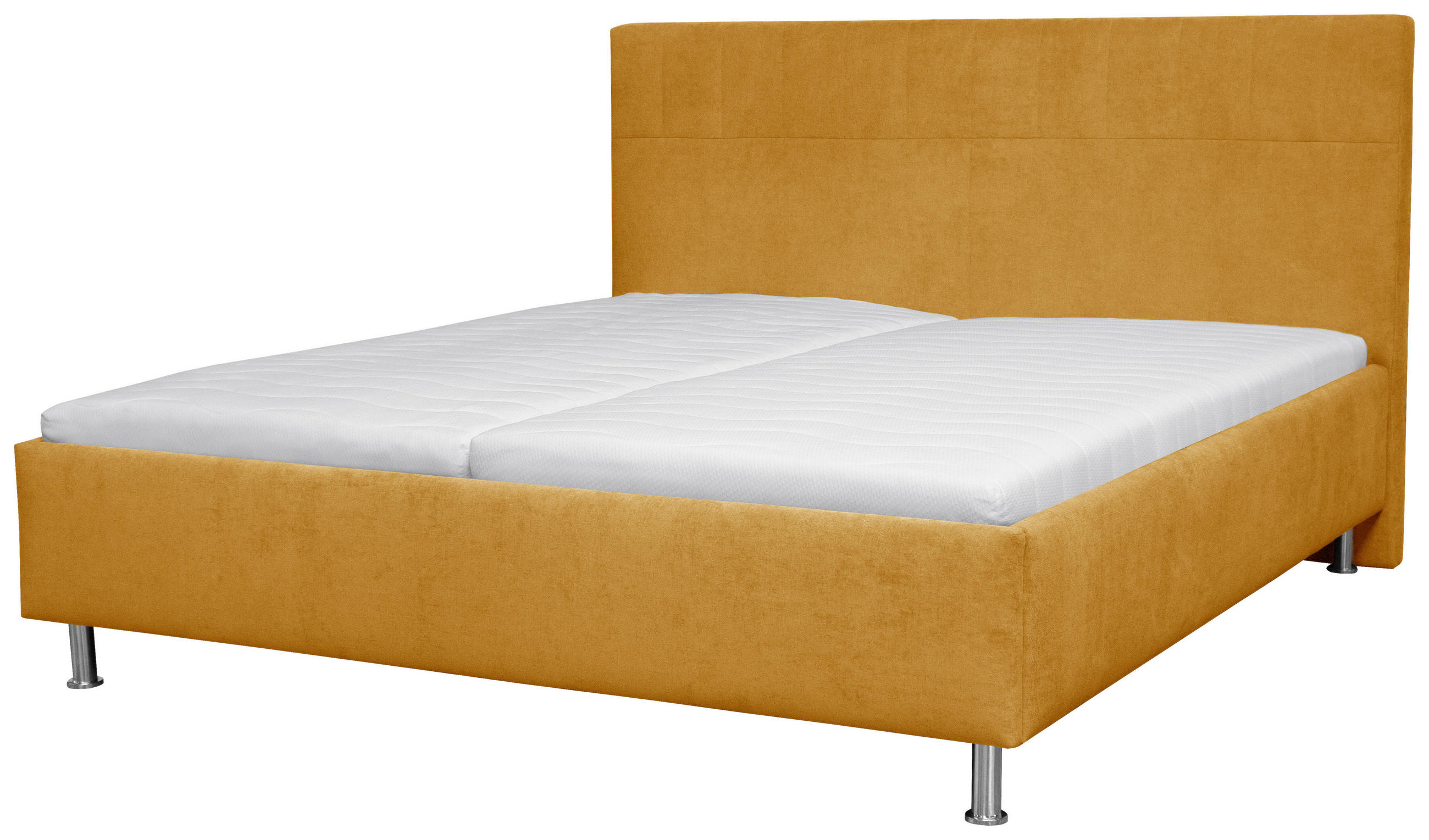 OBLAZINJENA POSTELJA 180 cm   x 200 cm  , tekstil rumena  - barve kroma/rumena, Konvencionalno, umetna masa/tekstil (180/200cm) - Hom`in