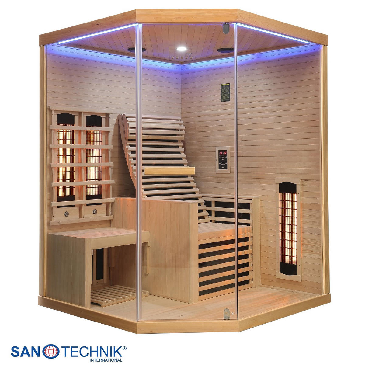 INFRAROTKABINE für 2 Personen Carbon 3  - Naturfarben, KONVENTIONELL, Holz (150/150/195cm) - Sanotechnik