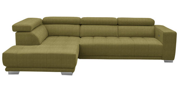 ECKSOFA in Mikrofaser Grün  207/301 cm  - Chromfarben/Grün, Design, Textil/Metall (207/301cm) - Xora