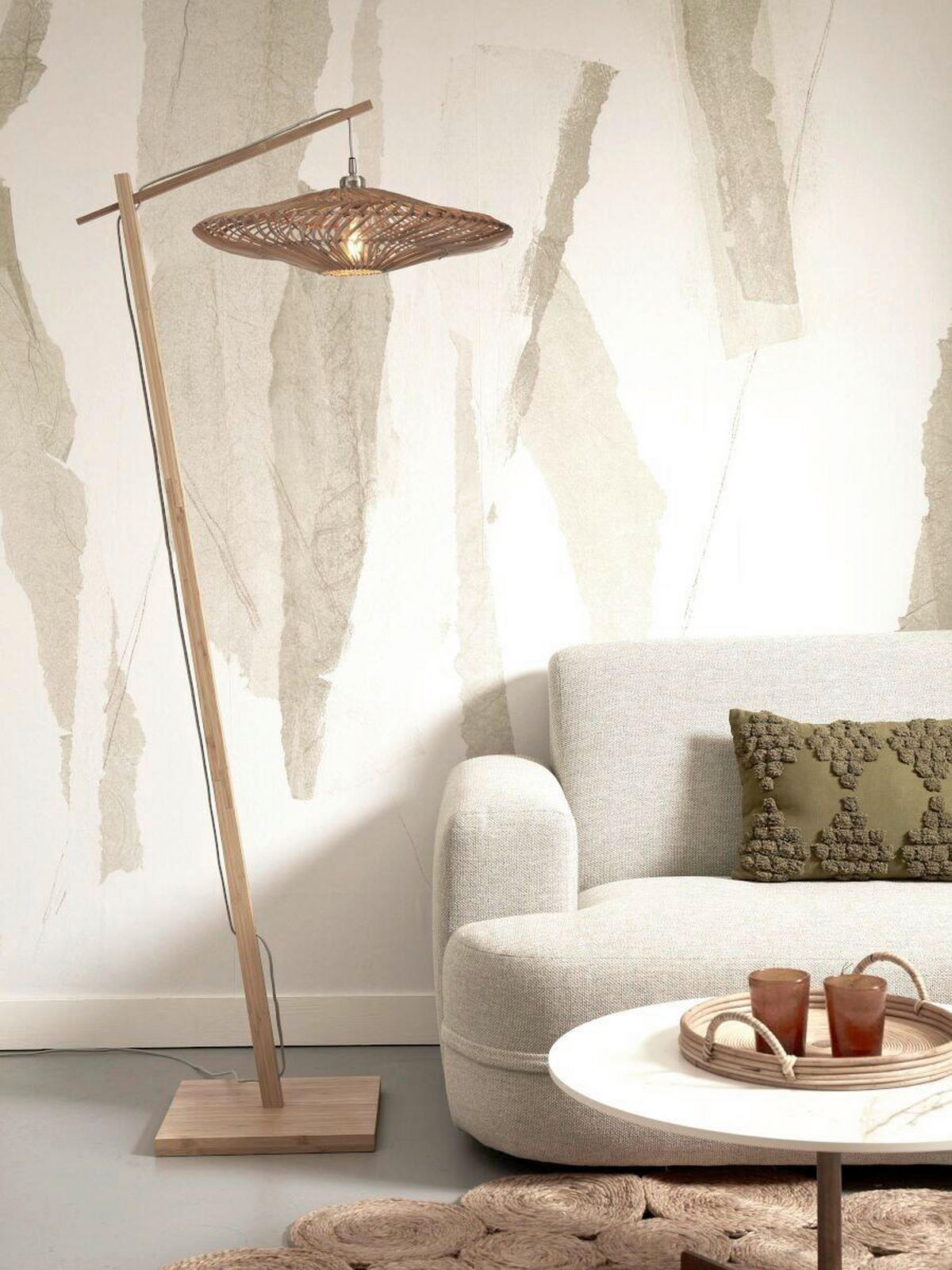 STOJACÍ LAMPA, 73/55/176 cm - přírodní barvy, Trend, přírodní materiály (73/55/176cm) - Good & Mojo