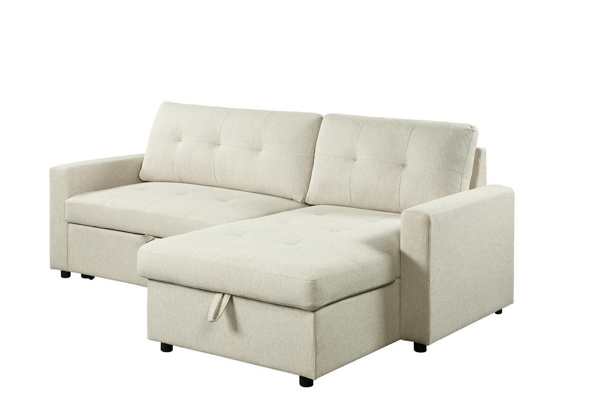 ECKSOFA LYN Beige Leinenoptik  - Beige/Schwarz, Design, Kunststoff/Textil (218/91/85cm) - MID.YOU