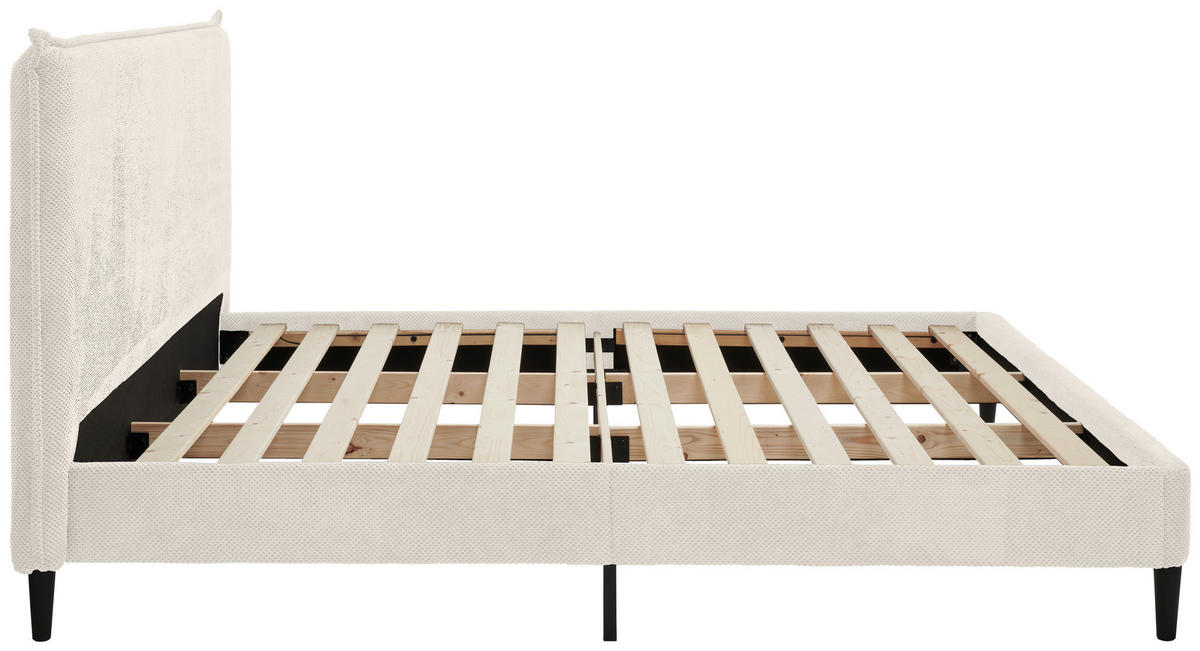 ČALÚNENÁ POSTEĽ, 180/200 cm, krémová - čierna/prírodná farba, Modern, drevo/textil (180/200cm) - Livetastic