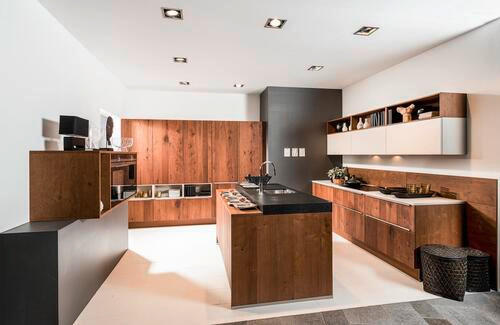 EINBAUKÜCHE   - Eichefarben/Weiß, Design, Holzwerkstoff - Dieter Knoll