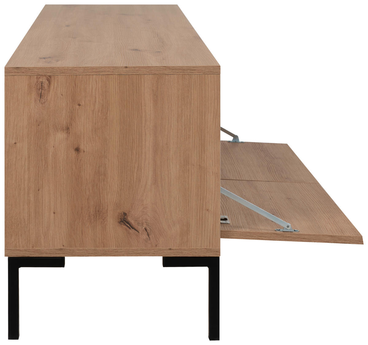 KOMODA POD TELEVIZI, dub artisan,  - antracitová/dub artisan, Design, kov/kompozitní dřevo (150/49/40cm) - MID.YOU