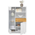 HIGHBOARD Triest Triest Weiß, Eichefarben  101/150/42 cm  - Eichefarben/Weiß, Design, Glas/Holz (101/150/42cm) - Novel