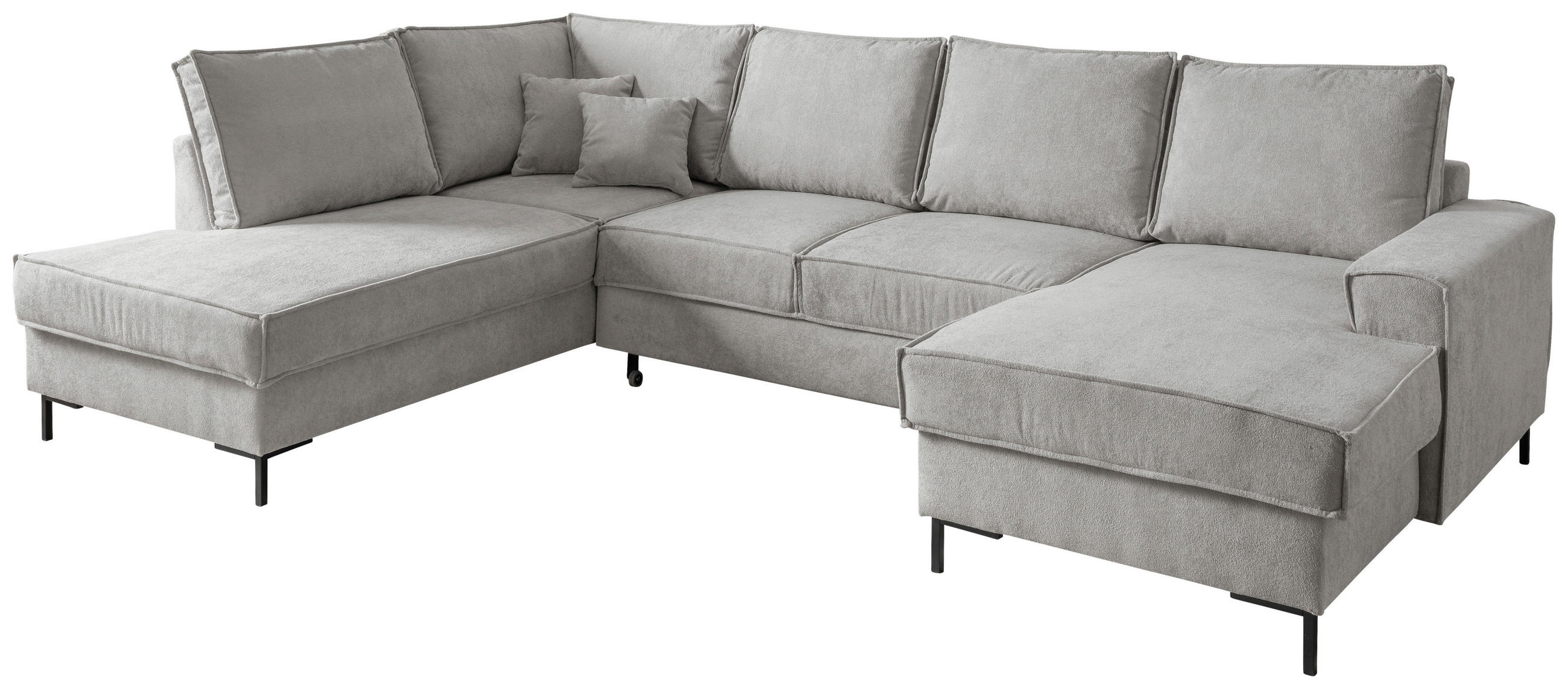 WOHNLANDSCHAFT Silberfarben Mikrofaser  - Silberfarben/Schwarz, MODERN, Textil/Metall (198/309/150cm) - MID.YOU