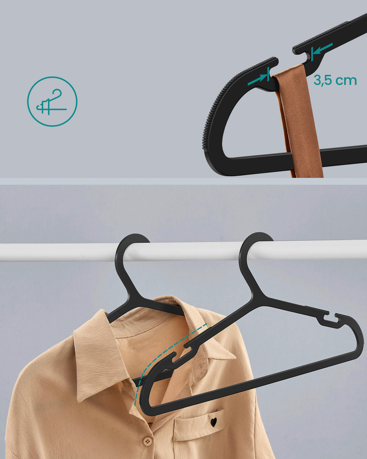 KLEIDERBÜGELSET 41,7 cm Kunststoff  - Schwarz, Basics, Kunststoff (41,7cm)