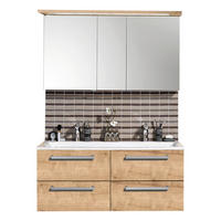 BADEZIMMER  in 140 cm  - Chromfarben/Eichefarben, Design, Glas/Holzwerkstoff (140cm) - Novel