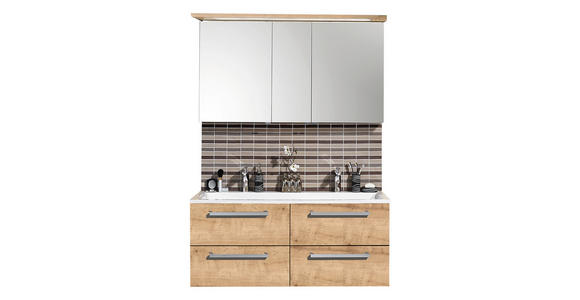 BADEZIMMER in 140 cm - Chromfarben/Eichefarben, Design, Glas/Holzwerkstoff (140cm) - Novel