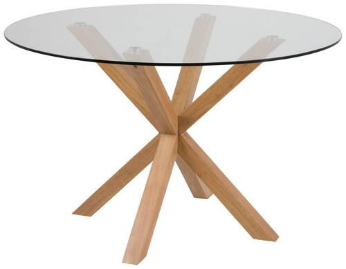JEDÁLENSKÝ STÔL, číra, farba duba, 119/75,5 cm - číra/farba duba, Trend, kov/sklo (119/75,5cm) - MID.YOU