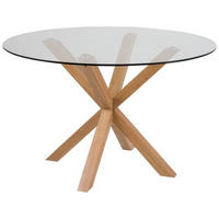 JEDILNA MIZA, prozorno, barve hrasta  - barve hrasta/prozorno, Trend, kovina/steklo (119/75,5cm) - MID.YOU