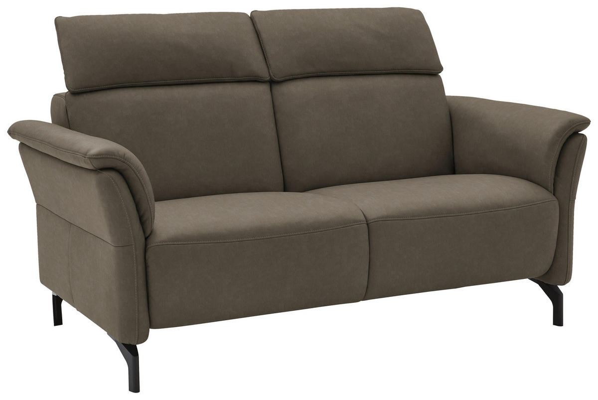 2-SITZER-SOFA in Echtleder Graubraun  - Graubraun/Schwarz, Konventionell, Leder/Metall (178/103/92cm) - Dieter Knoll