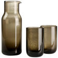 KARAFFE MIT TRINKGLÄSERN 2.09 L    - Braun, Trend, Glas - Novel