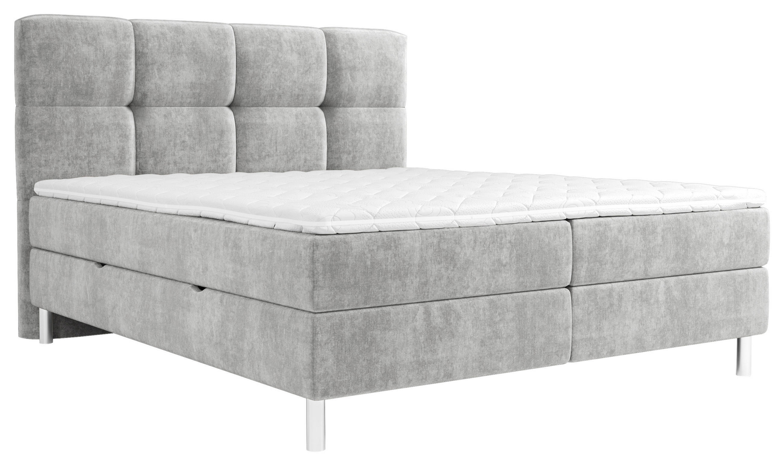 BOXBETT 180/200 cm  in Hellgrau  - Chromfarben/Hellgrau, Design, Holz/Holzwerkstoff (180/200cm) - Esposa