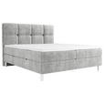 BOXBETT 180/200 cm  in Hellgrau  - Chromfarben/Hellgrau, Design, Holz/Holzwerkstoff (180/200cm) - Esposa