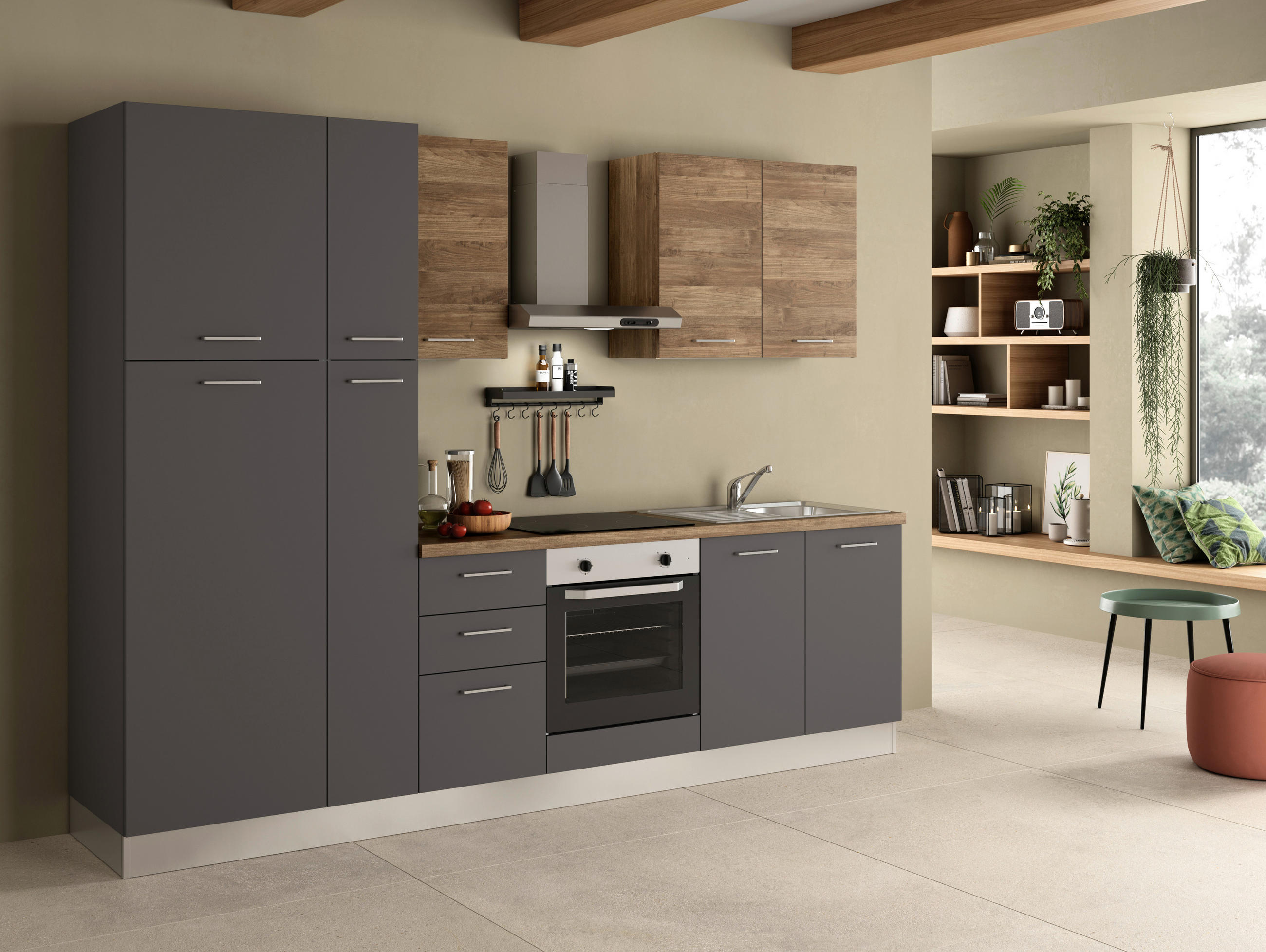 Küchenzeile Freia Mit Kühlschrank 285 cm