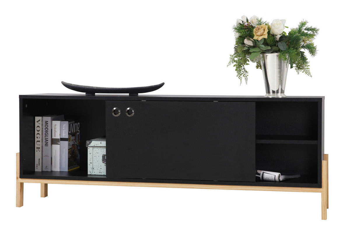 LOWBOARD  in 140/51,5/35 cm  - Schwarz/Naturfarben, Design, Holz/Holzwerkstoff (140/51,5/35cm) - Livetastic