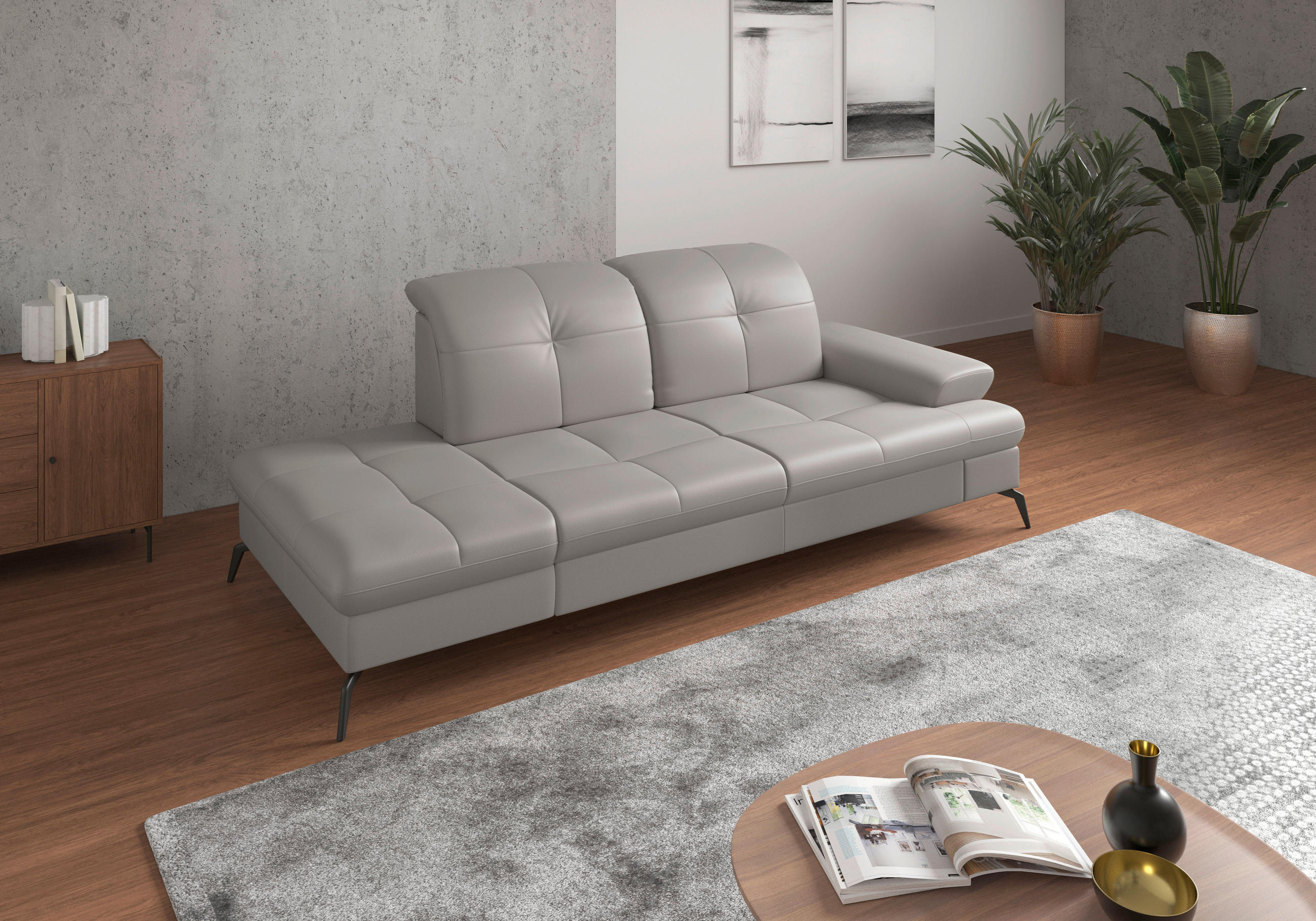 Sit & More LENOŠKA, textil, kůže, světle šedá